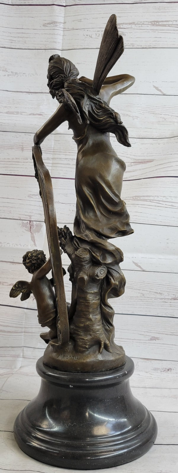 Butterfly Girl Angel Nymph Fairy Fantasy Collectible Bronze Marble Statue Art Deco
