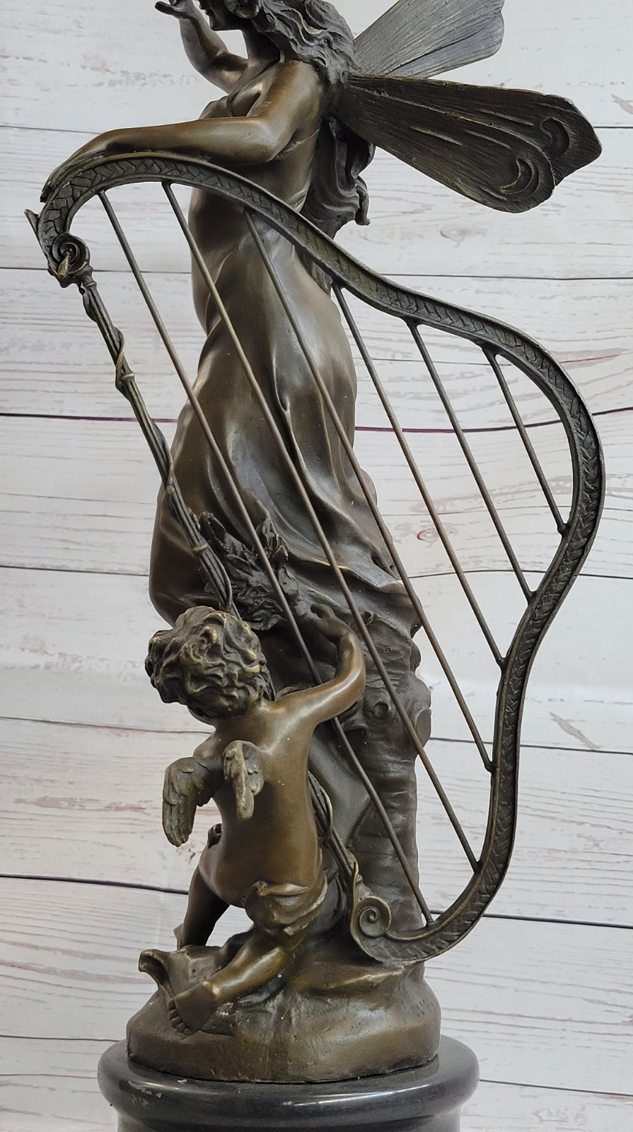 Butterfly Girl Angel Nymph Fairy Fantasy Collectible Bronze Marble Statue Art Deco