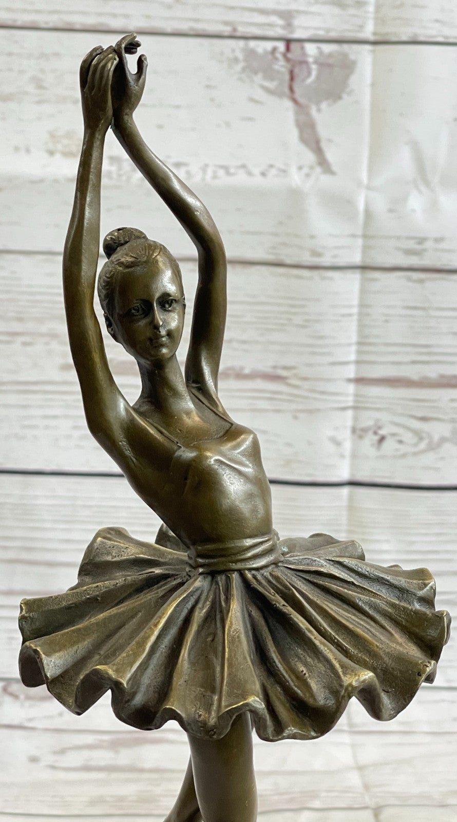 Prima Ballerina Bronze Sculpture Art Nouveau Deco Marble Base Figurine Statue