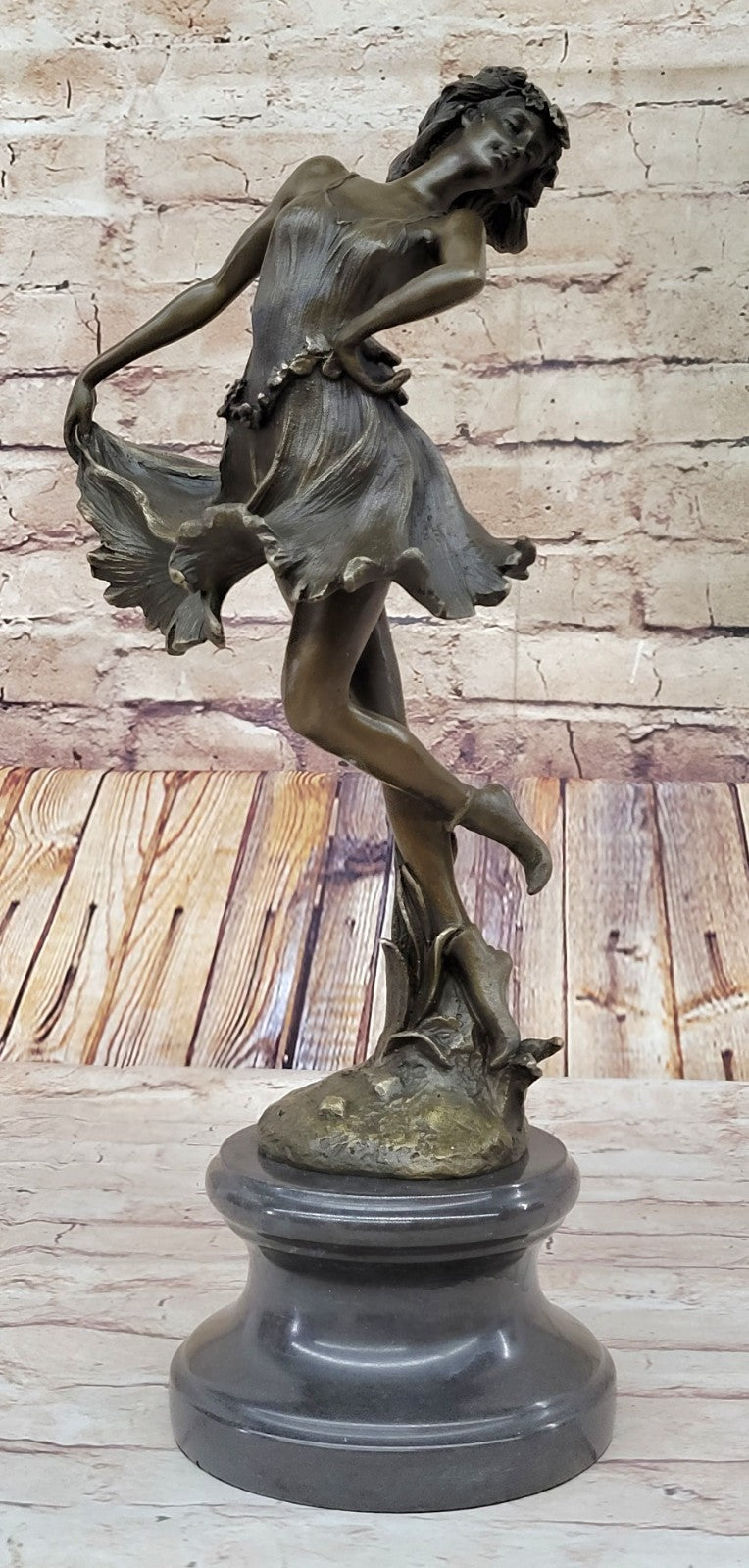 Original Lost Wax Bronze Sculpture Nude Female Sexy Girl Statue Figure Deco