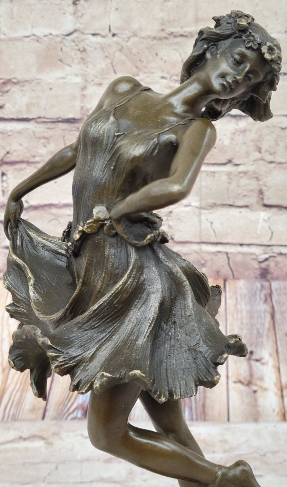 Original Lost Wax Bronze Sculpture Nude Female Sexy Girl Statue Figure Deco
