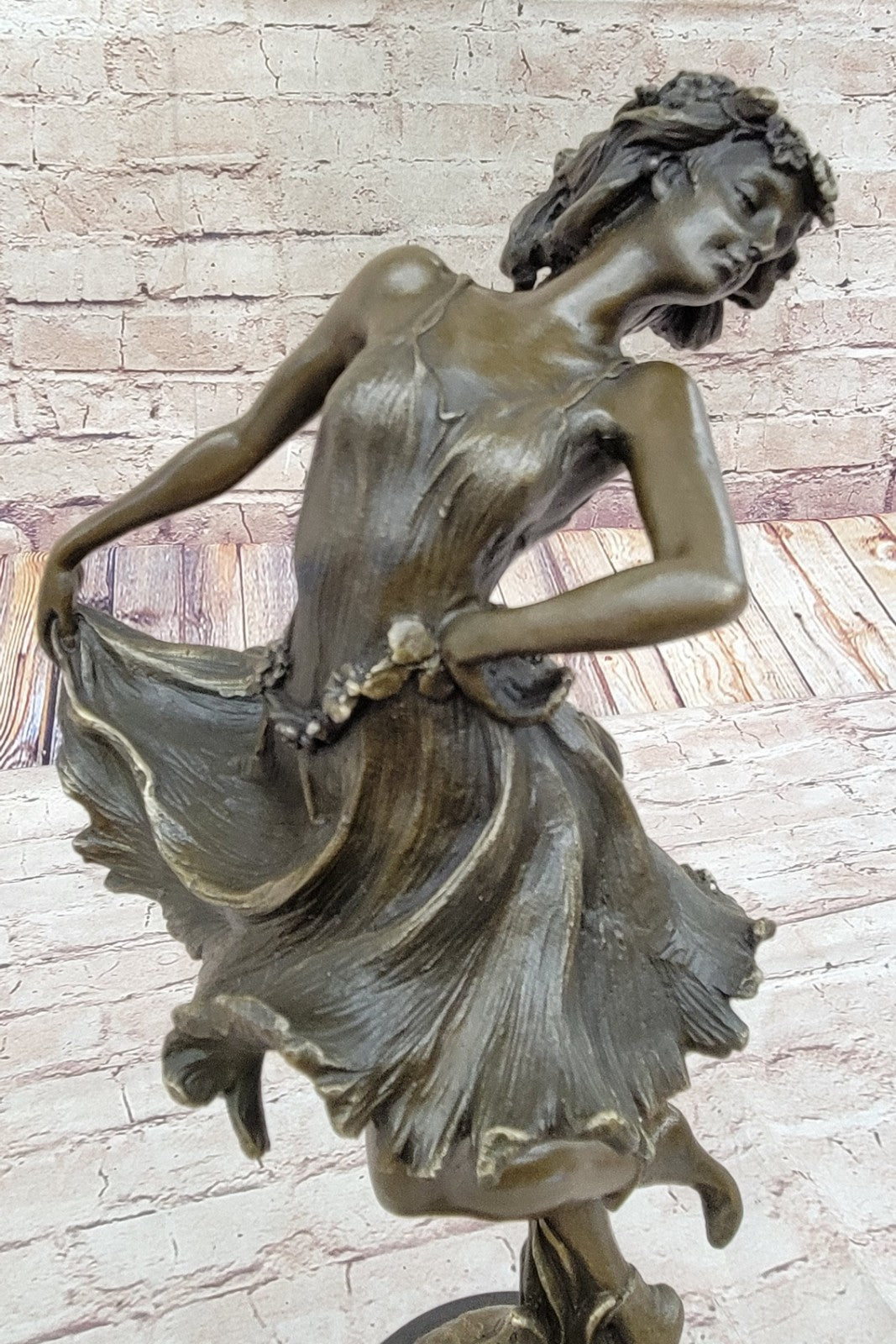 Original Lost Wax Bronze Sculpture Nude Female Sexy Girl Statue Figure Deco