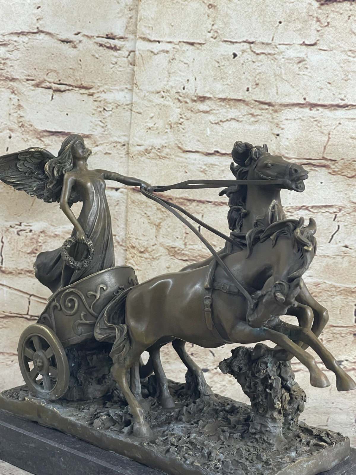 Ancient Roman Warrior Chariot Sculpture in Greek Mythology Solid Bronze Modern Decorative