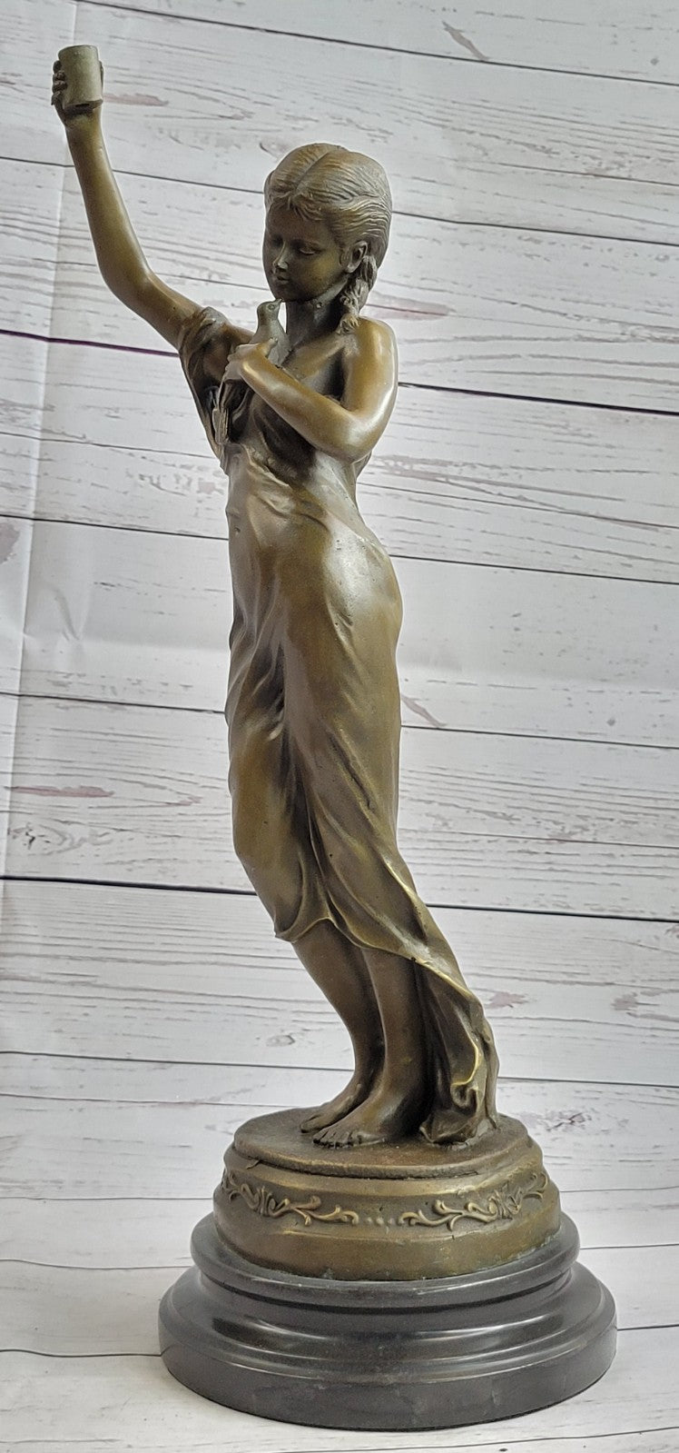Handcrafted bronze sculpture SALE Nouve Art Patoue Posing Cautiously Lady Young