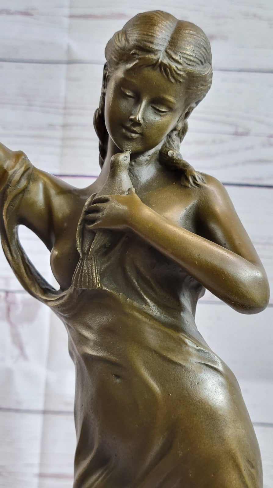 Handcrafted bronze sculpture SALE Nouve Art Patoue Posing Cautiously Lady Young