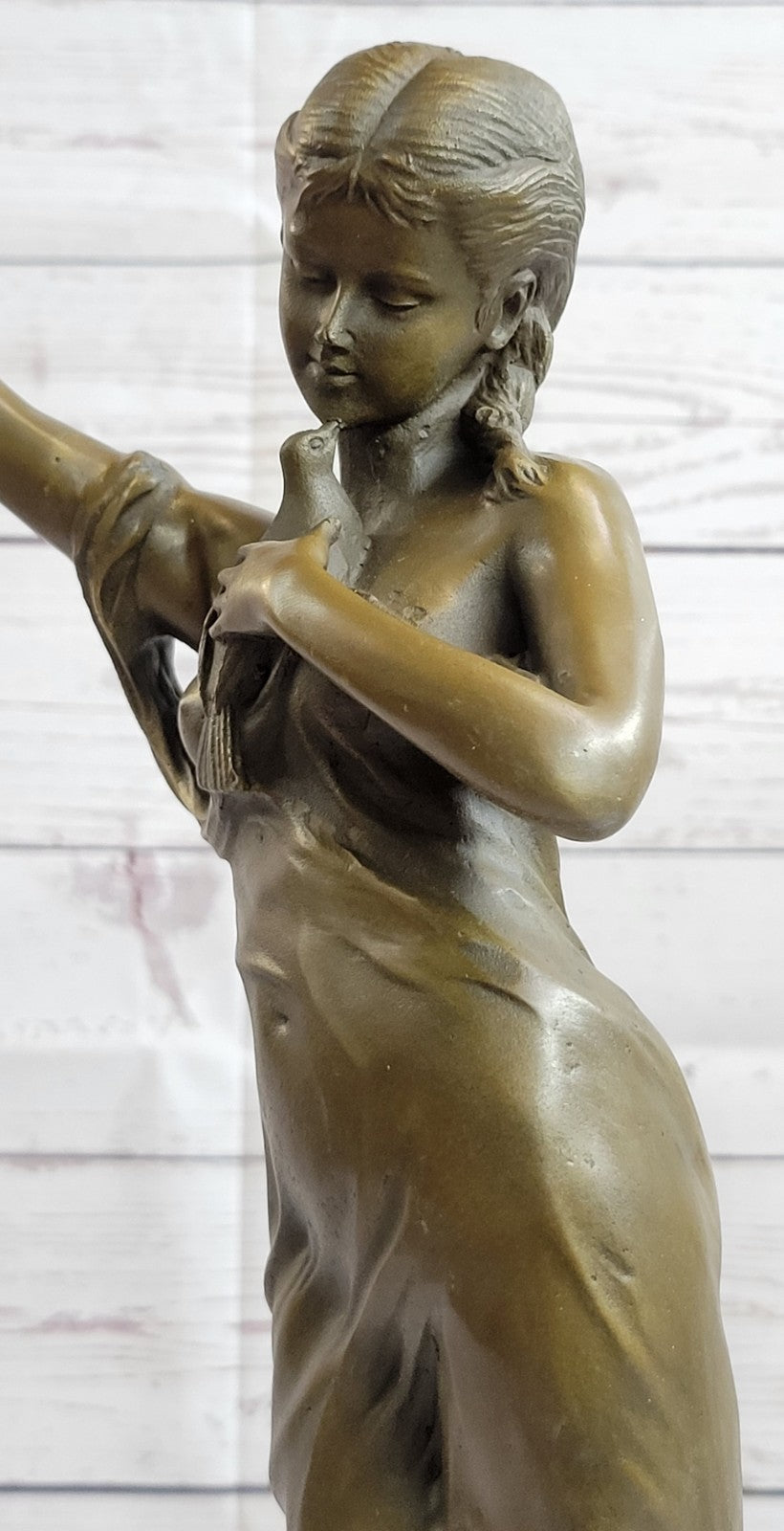 Handcrafted bronze sculpture SALE Nouve Art Patoue Posing Cautiously Lady Young