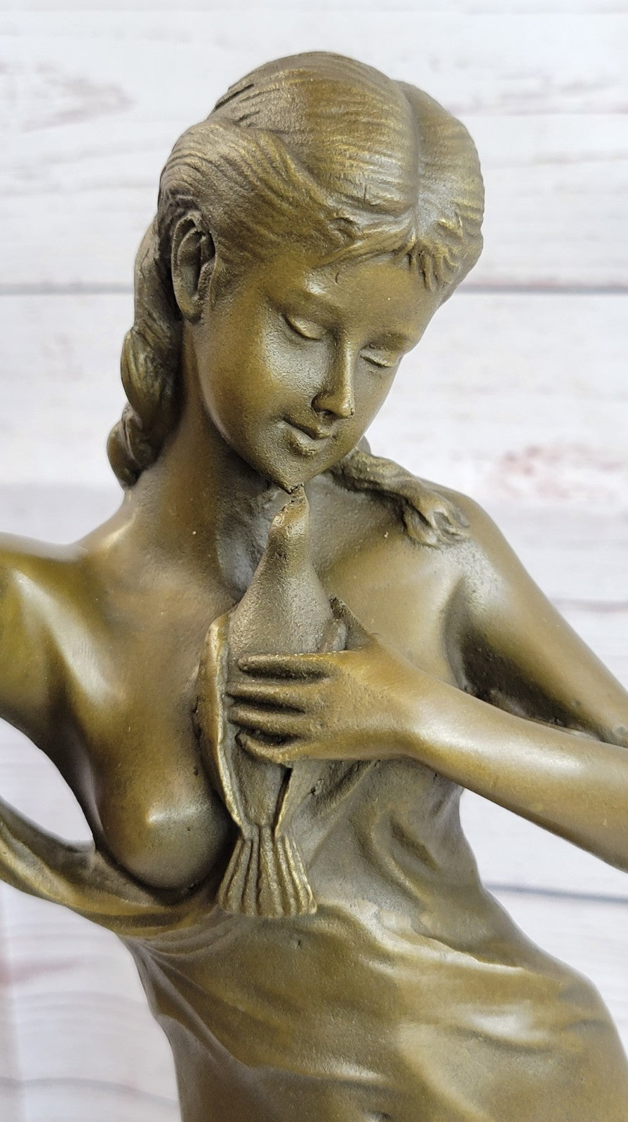 Handcrafted bronze sculpture SALE Nouve Art Patoue Posing Cautiously Lady Young