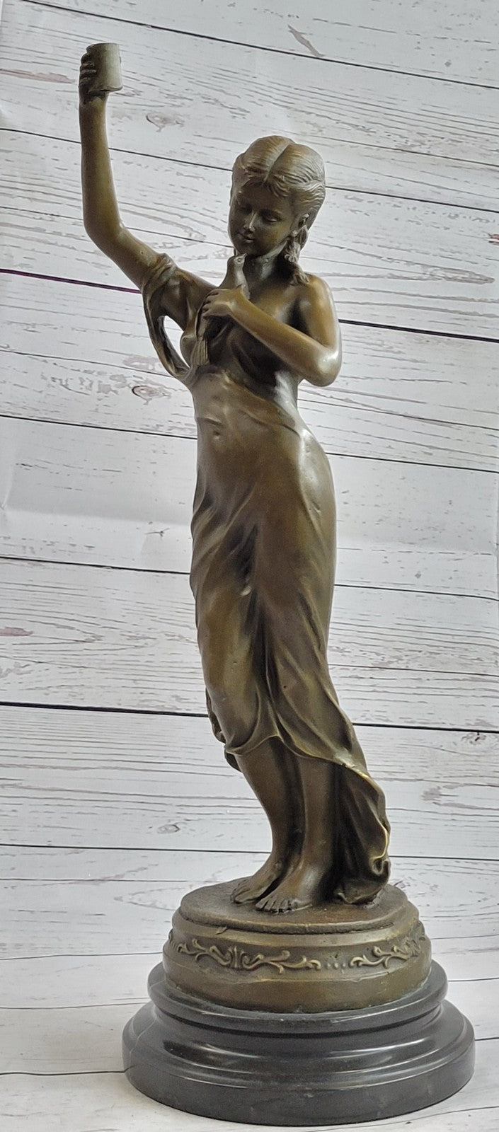 Handcrafted bronze sculpture SALE Nouve Art Patoue Posing Cautiously Lady Young