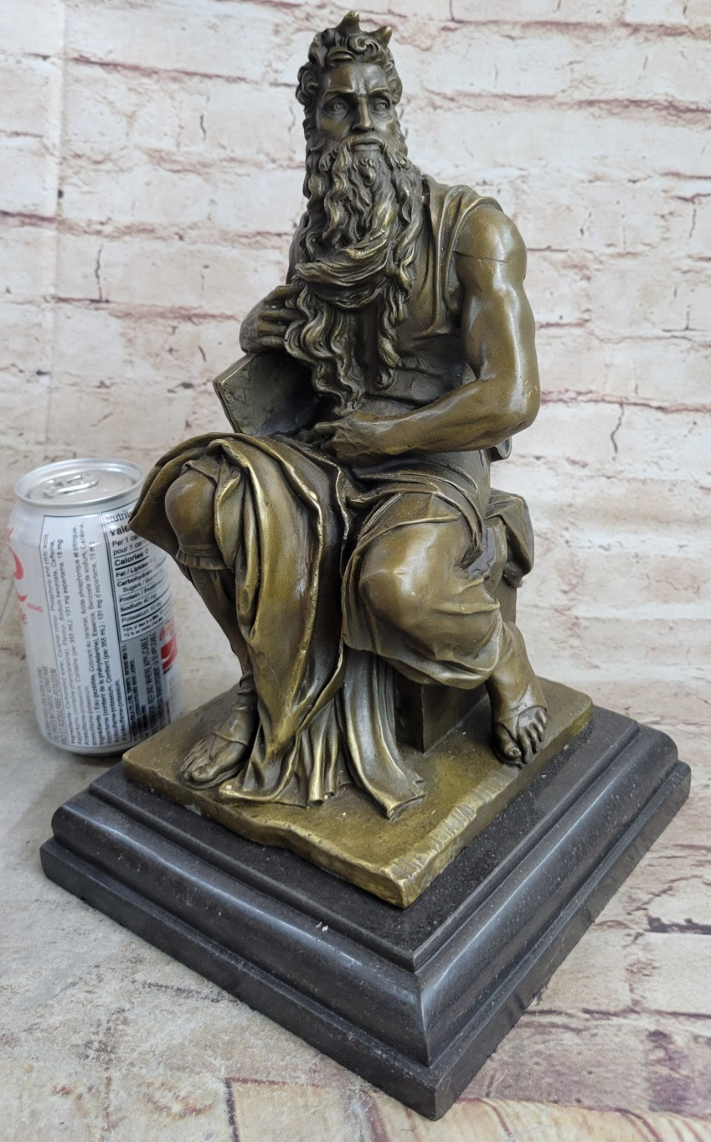 SIGNED Michelangelo Hot Cast LARGE , BRONZE SCULPTURE MOSES FIGURINE HOME DECOR