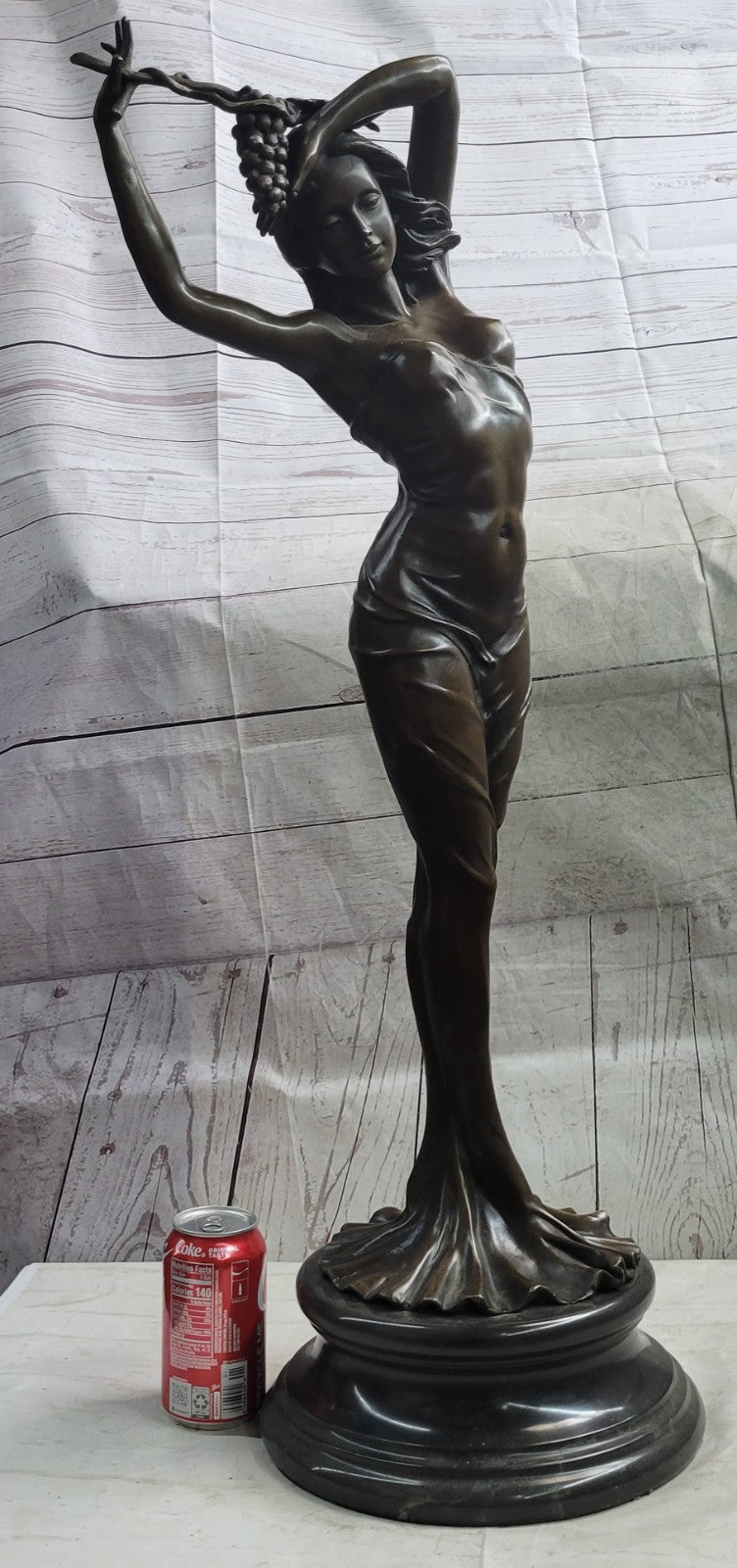 Bronze Sculpture Art Nouveau Deco Lady Statue 33" Tall Sculpture Marble Figurine