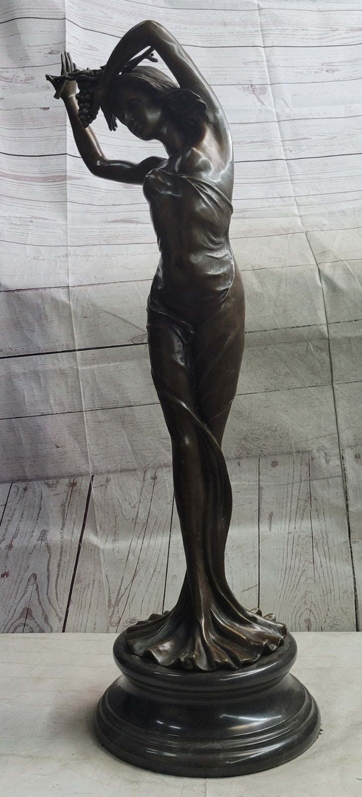 Bronze Sculpture Art Nouveau Deco Lady Statue 33" Tall Sculpture Marble Figurine