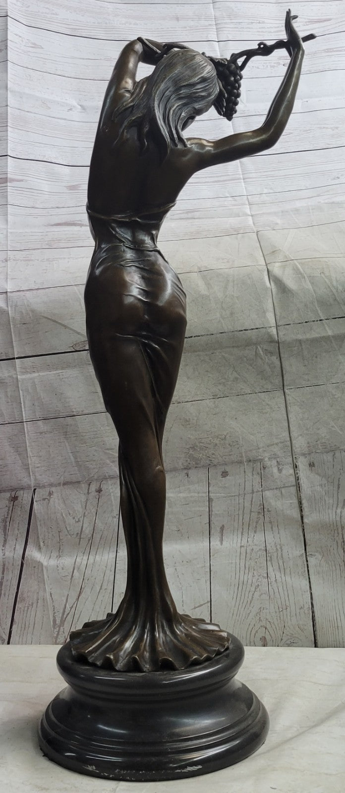 Bronze Sculpture Art Nouveau Deco Lady Statue 33" Tall Sculpture Marble Figurine