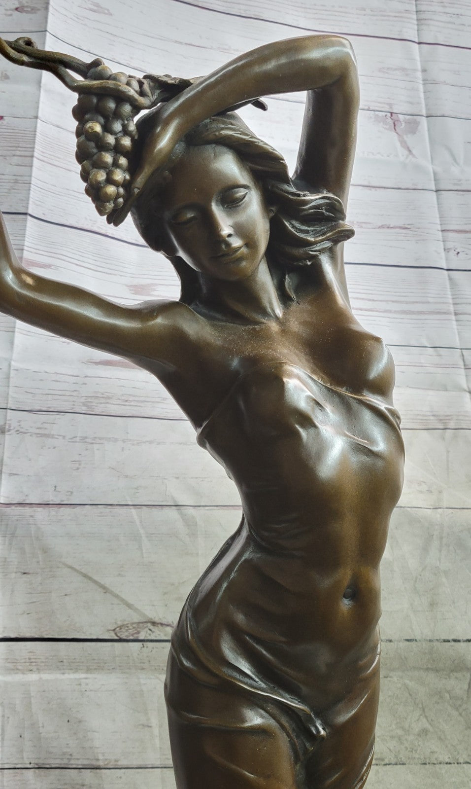 Bronze Sculpture Art Nouveau Deco Lady Statue 33" Tall Sculpture Marble Figurine
