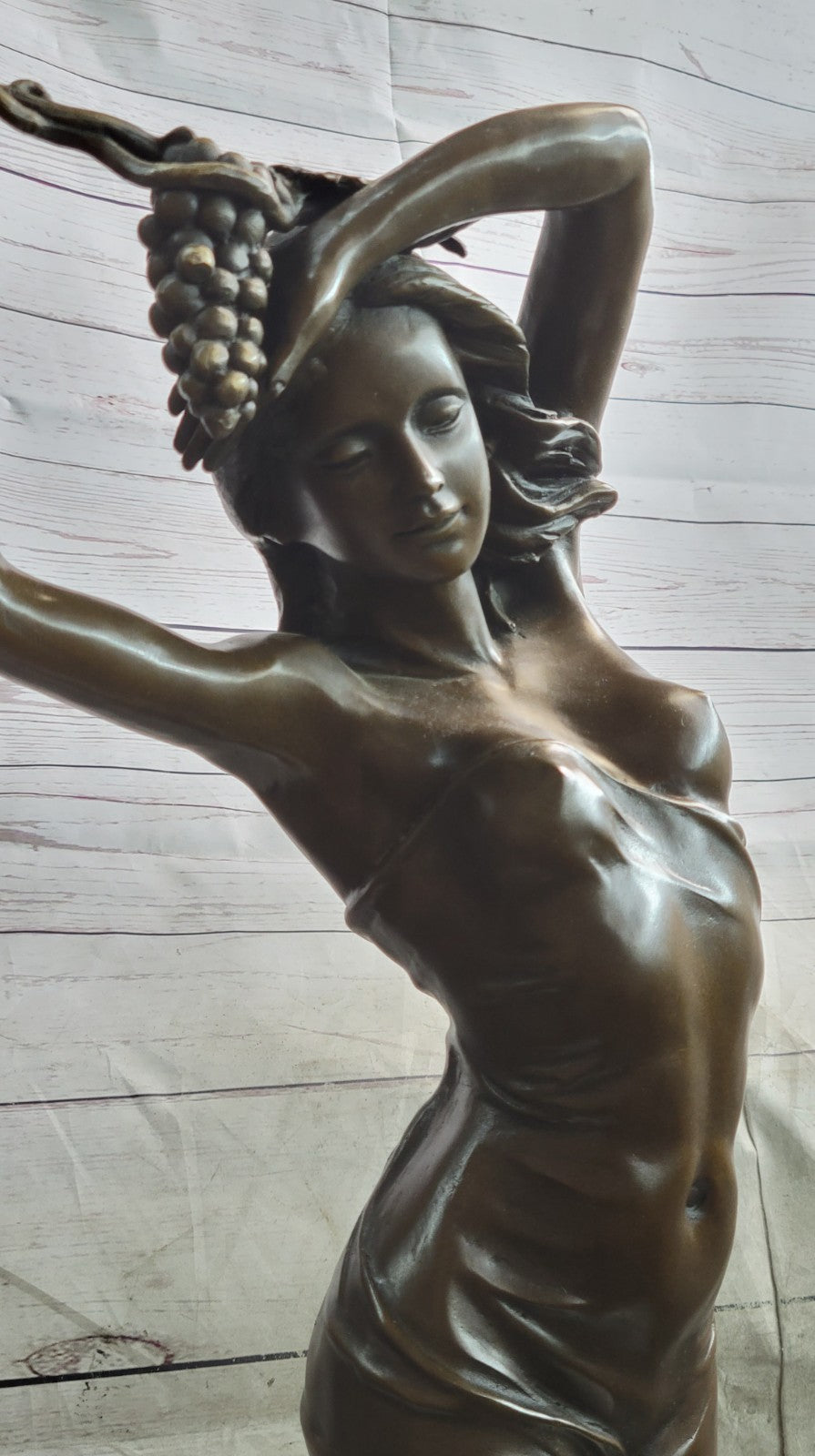 Bronze Sculpture Art Nouveau Deco Lady Statue 33" Tall Sculpture Marble Figurine