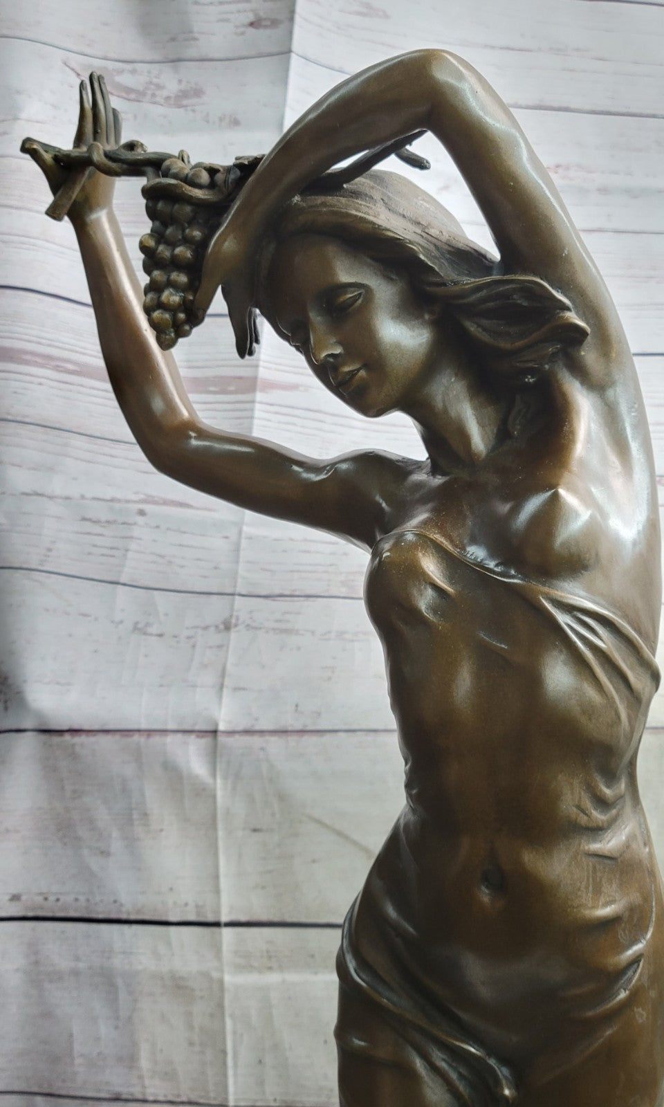 Bronze Sculpture Art Nouveau Deco Lady Statue 33" Tall Sculpture Marble Figurine
