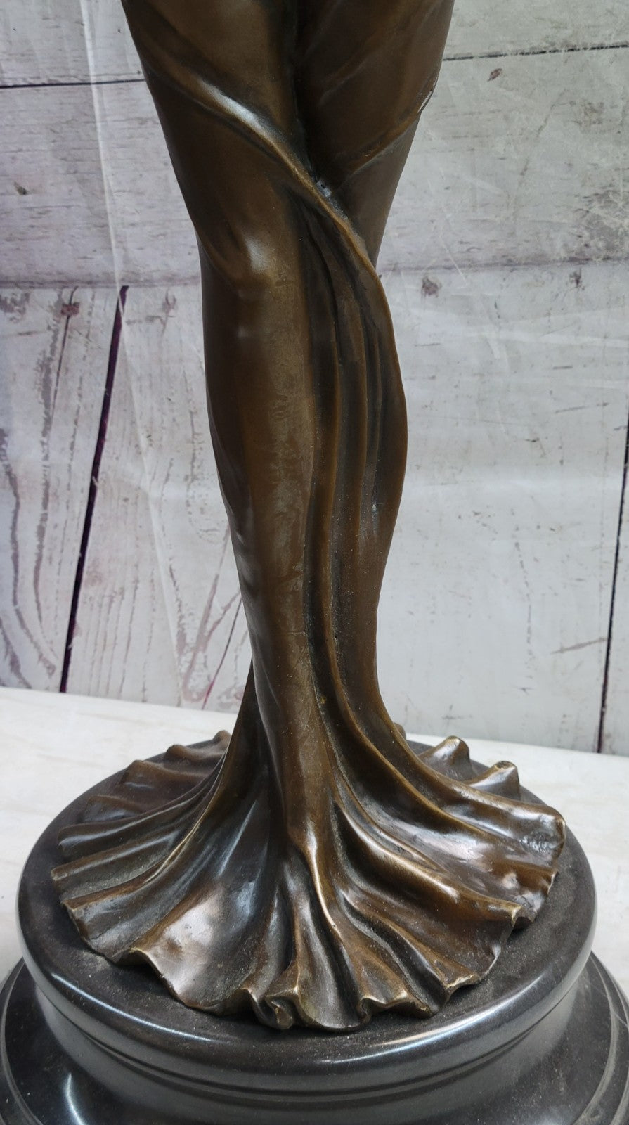 Bronze Sculpture Art Nouveau Deco Lady Statue 33" Tall Sculpture Marble Figurine