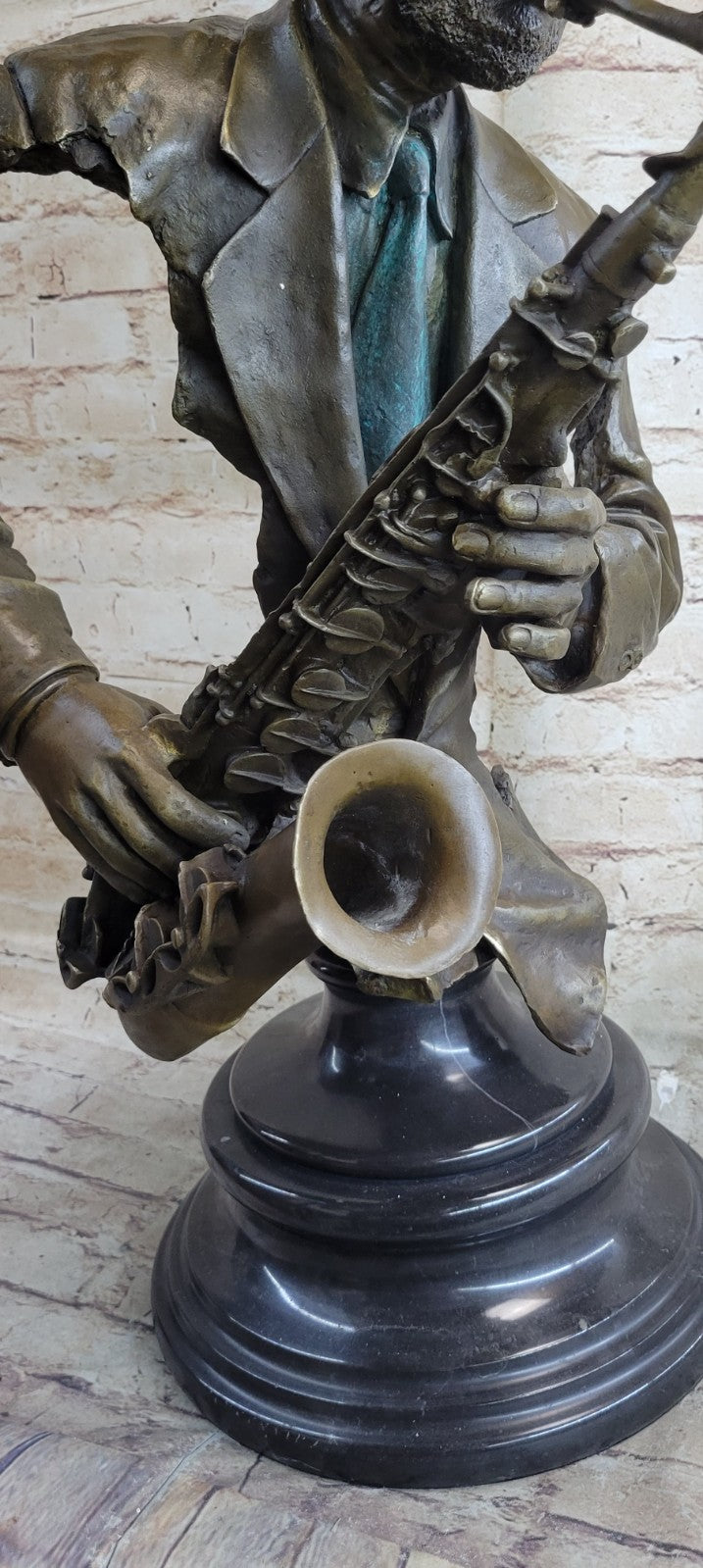 Bronze Brass Trumpet Trombone Saxophone Jazz Band Horn Players Figurines VTG