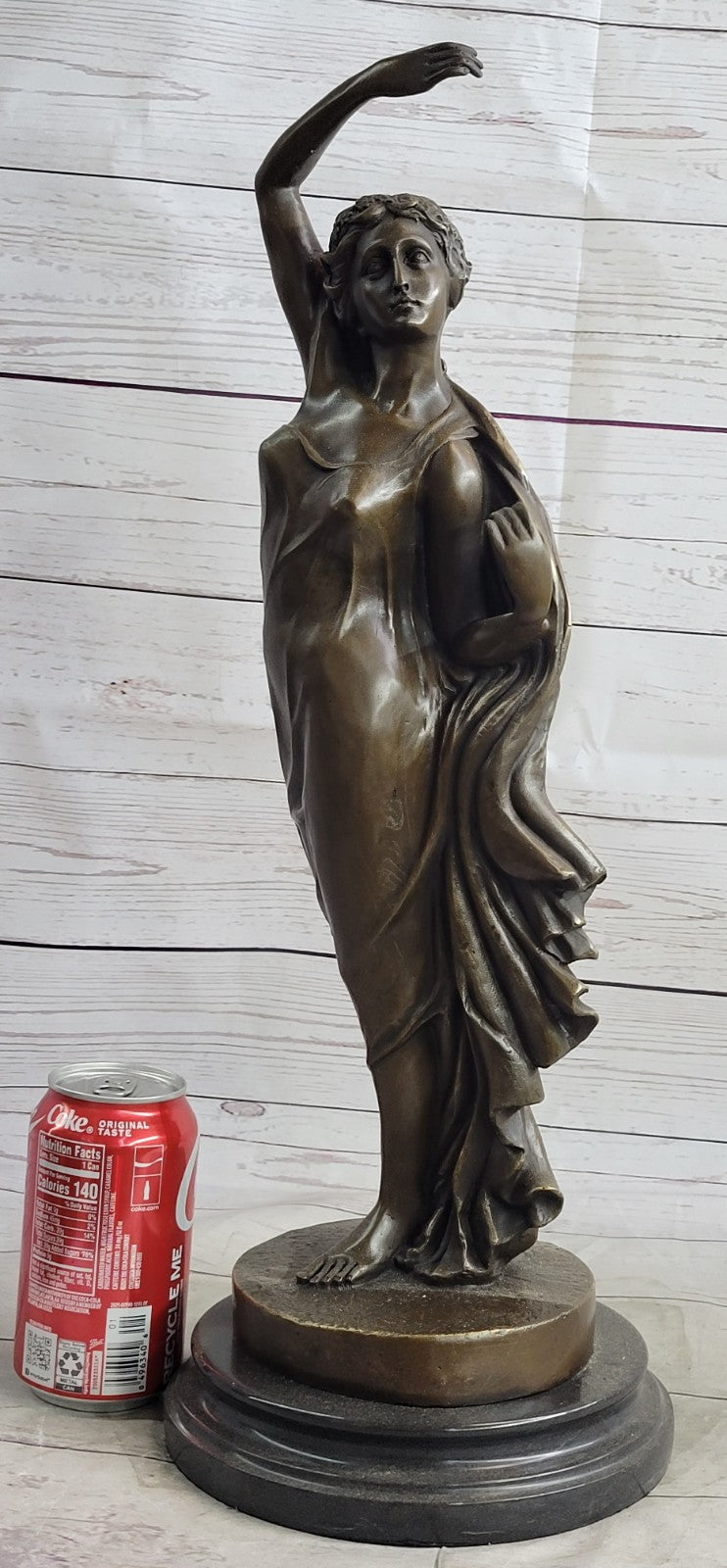 French Artist Canova`s Tempting Maiden: Large Bronze Sculpture Art Nouveau