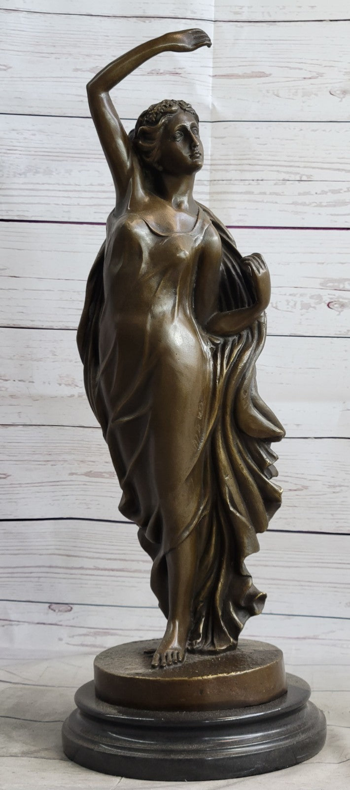 French Artist Canova`s Tempting Maiden: Large Bronze Sculpture Art Nouveau