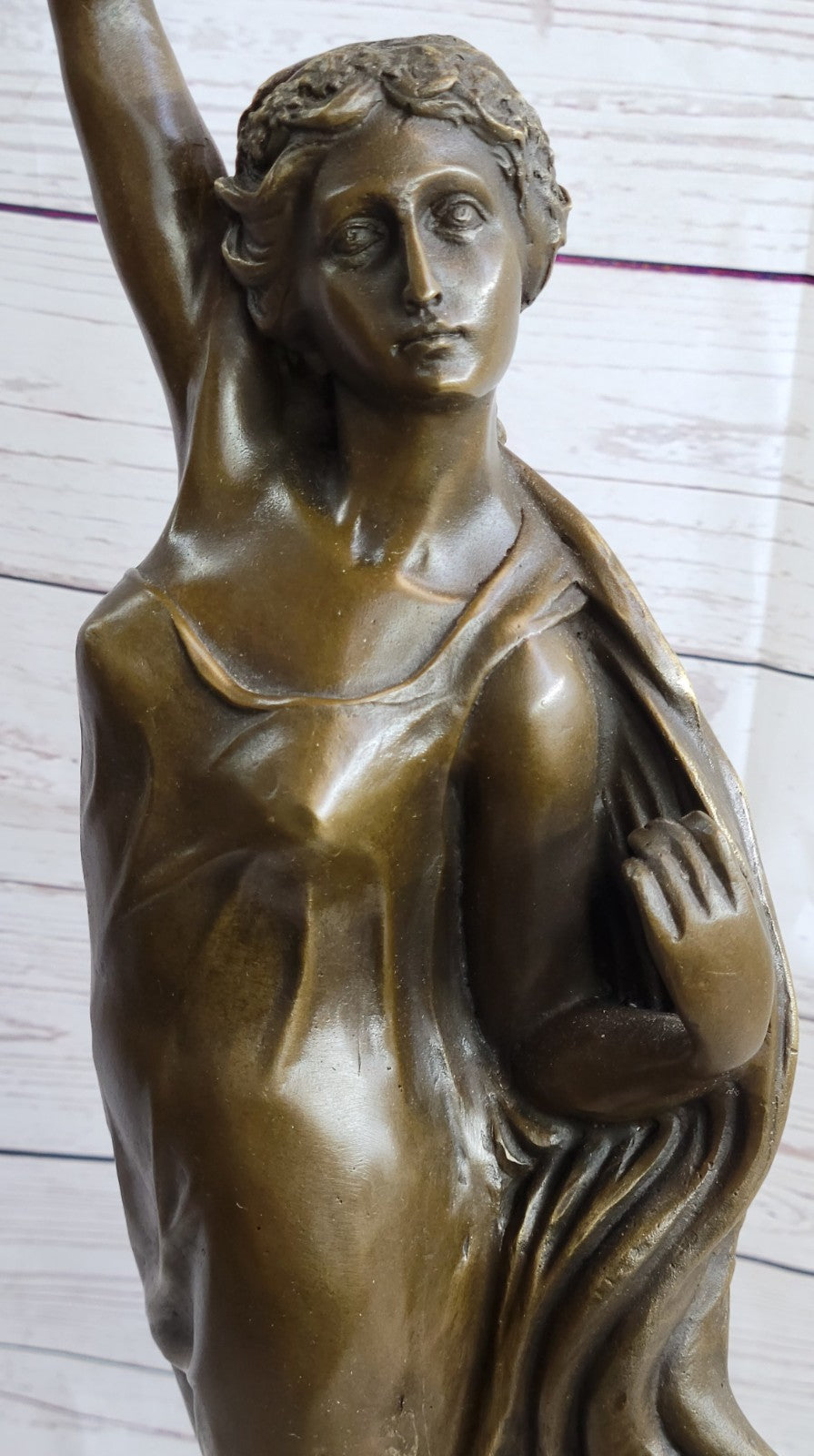 French Artist Canova`s Tempting Maiden: Large Bronze Sculpture Art Nouveau