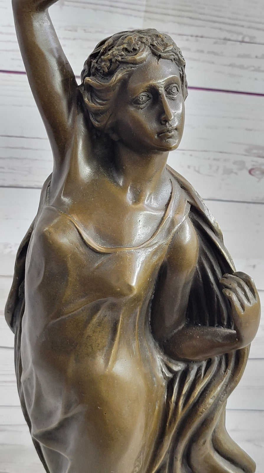 French Artist Canova`s Tempting Maiden: Large Bronze Sculpture Art Nouveau