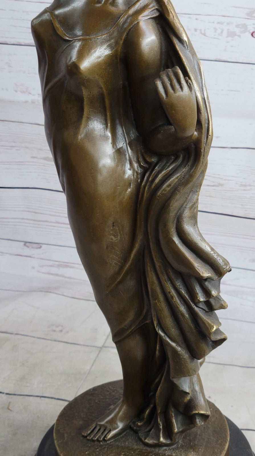 French Artist Canova`s Tempting Maiden: Large Bronze Sculpture Art Nouveau