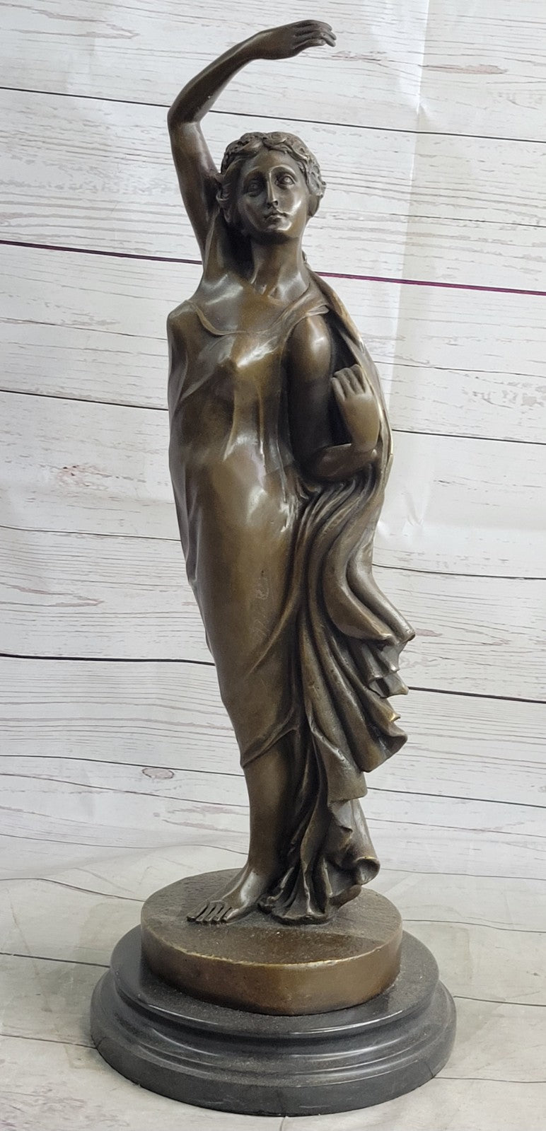 French Artist Canova`s Tempting Maiden: Large Bronze Sculpture Art Nouveau