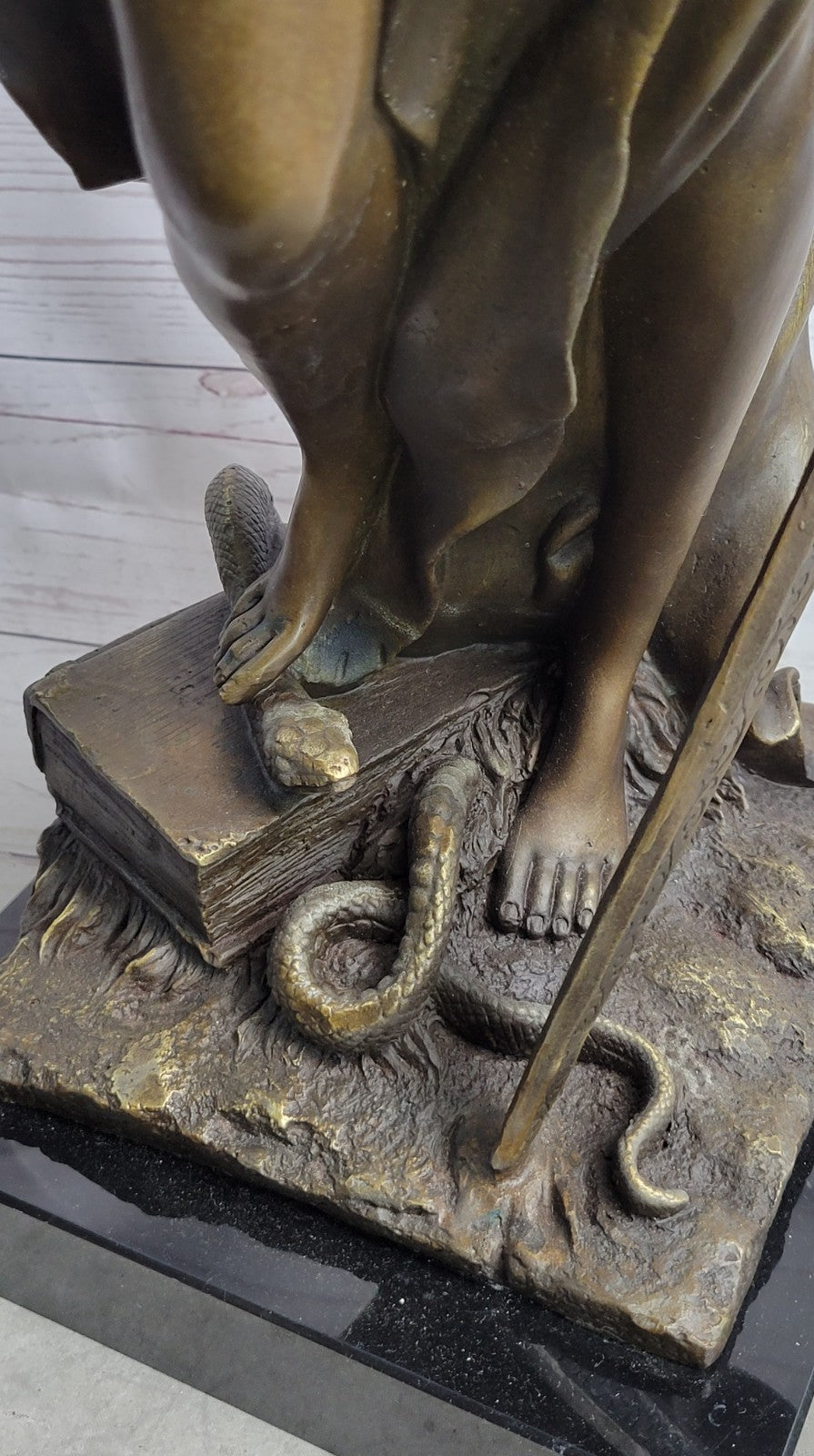 30" Tall BRONZE BLIND JUSTICE LAW MARBLE STATUE LADY SCALE Sculpture Nouveau Art