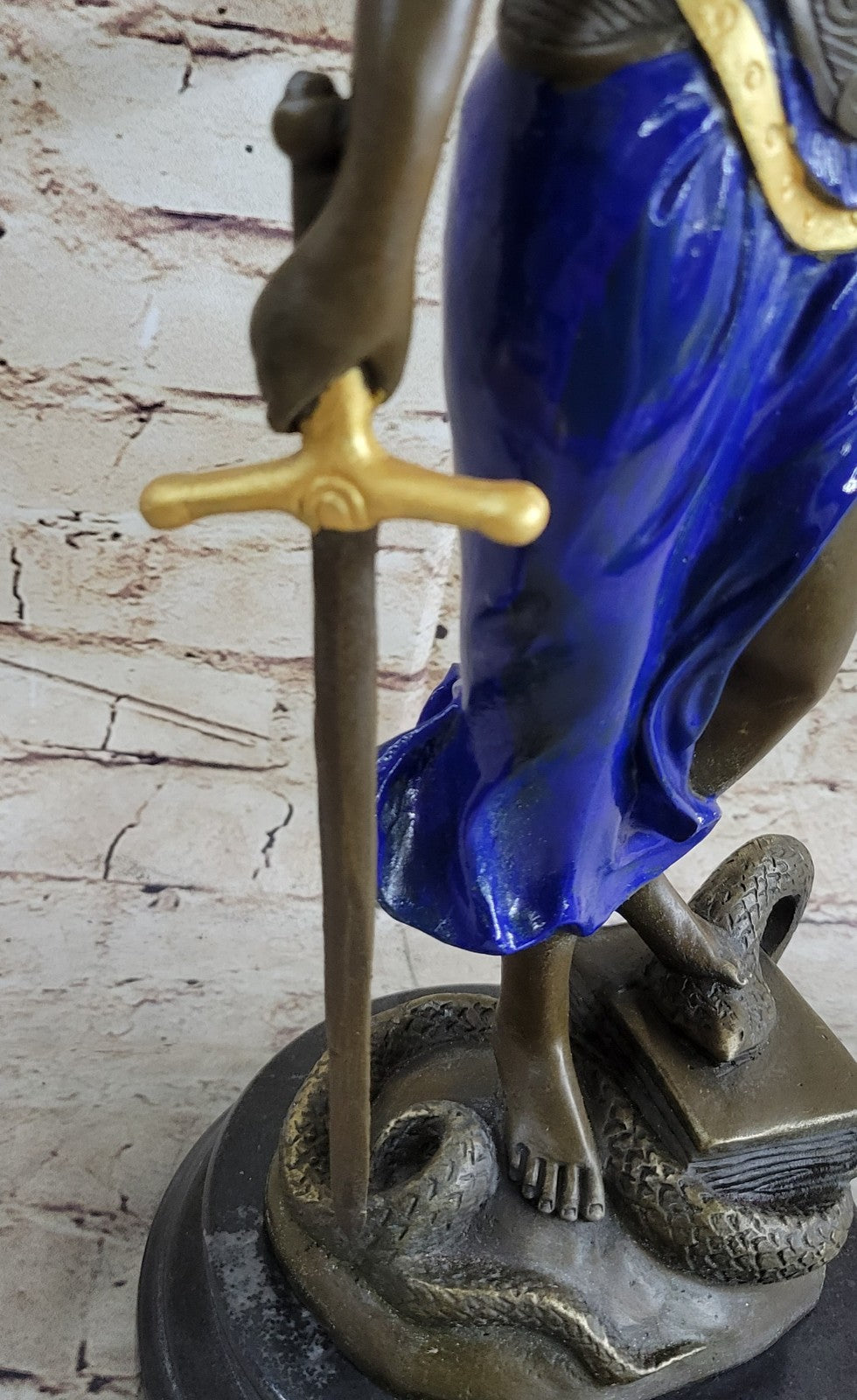 Bronze Sculpture Multi Color Patina Blind Justice Lawyer Judge Nude Figurine Art