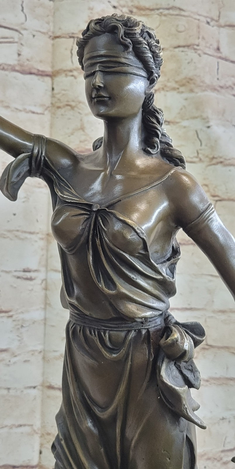 Bronze Sculpture Statue Blind Lady Justice Scales Law Lawyer Attorney Office NR