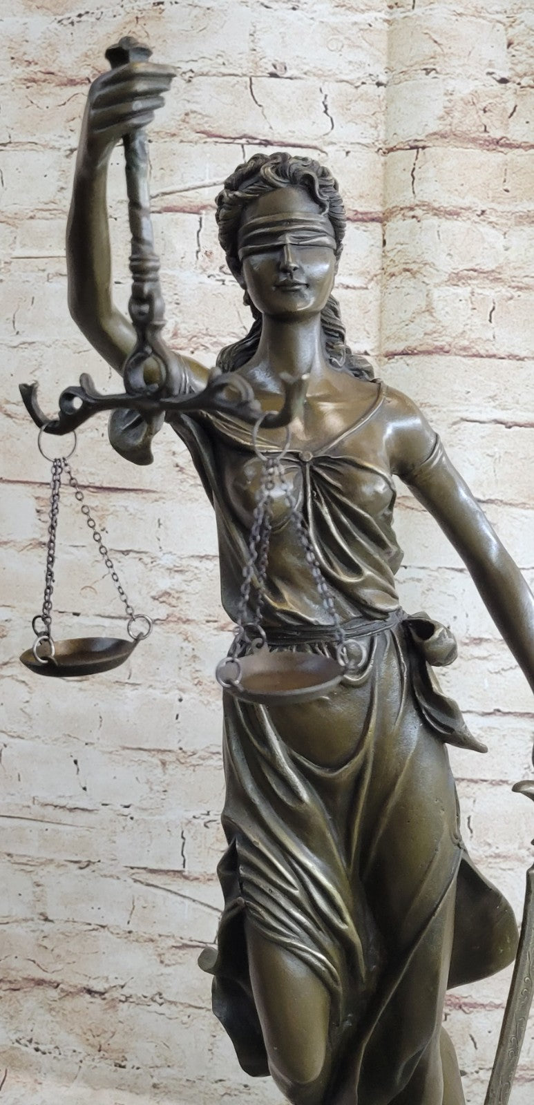 Bronze Sculpture Statue Blind Lady Justice Scales Law Lawyer Attorney Office NR