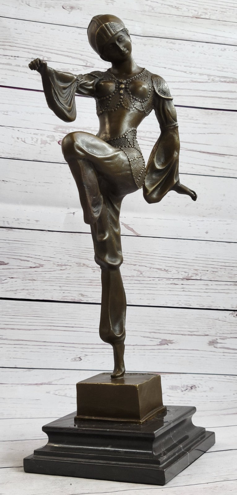 VINTAGE LARGE GIFT DECO DANCER DIMITRI CHIPARUS BRONZE SCULPTURE SIGNED FIGURE
