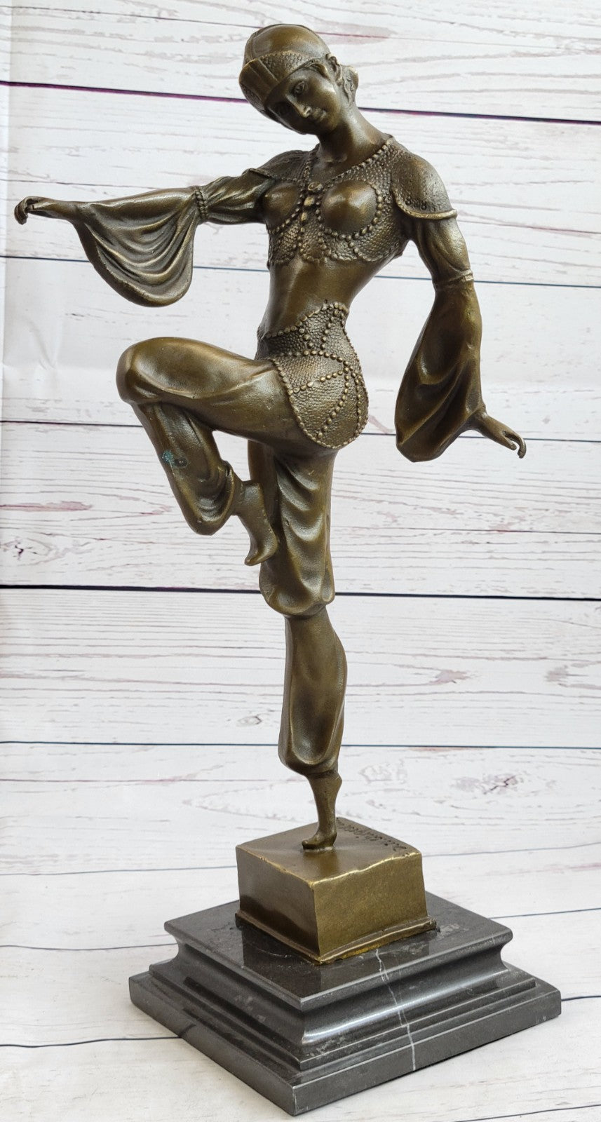 VINTAGE LARGE GIFT DECO DANCER DIMITRI CHIPARUS BRONZE SCULPTURE SIGNED FIGURE