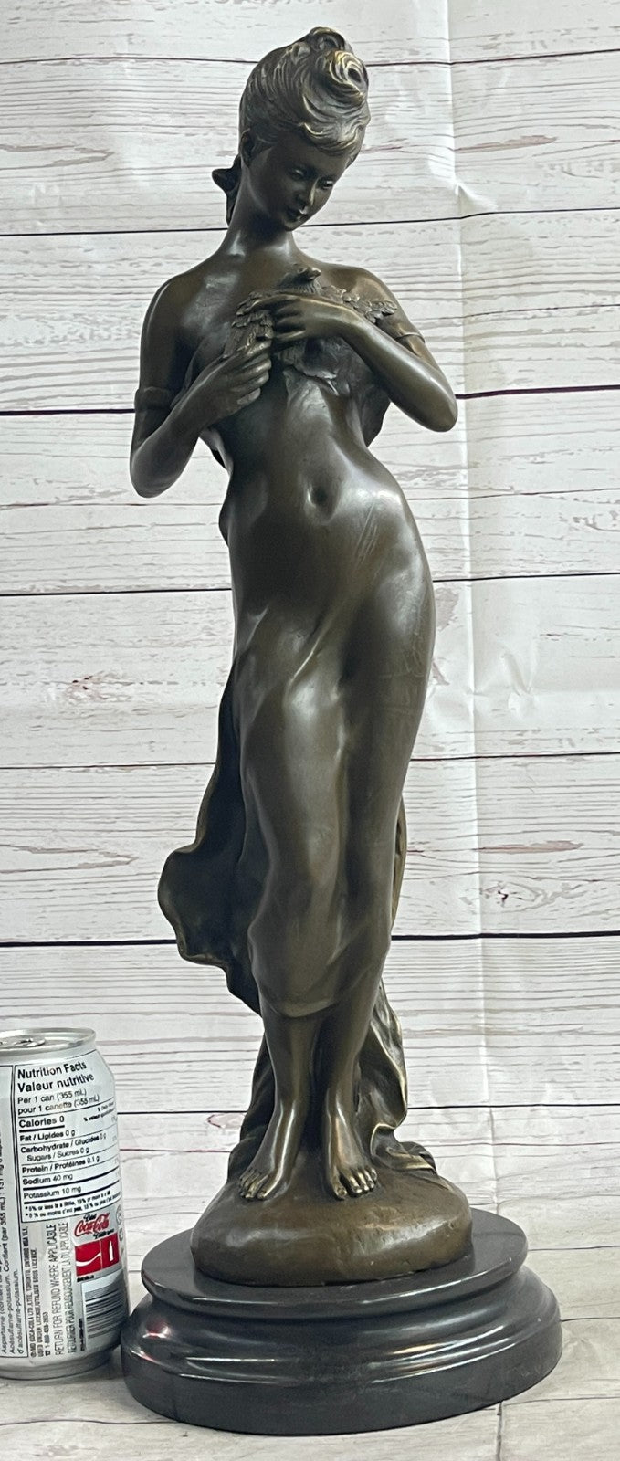 Nude Genuine Solid bronze Sculpture SALE Bird W/ Woman by Jean Patoue