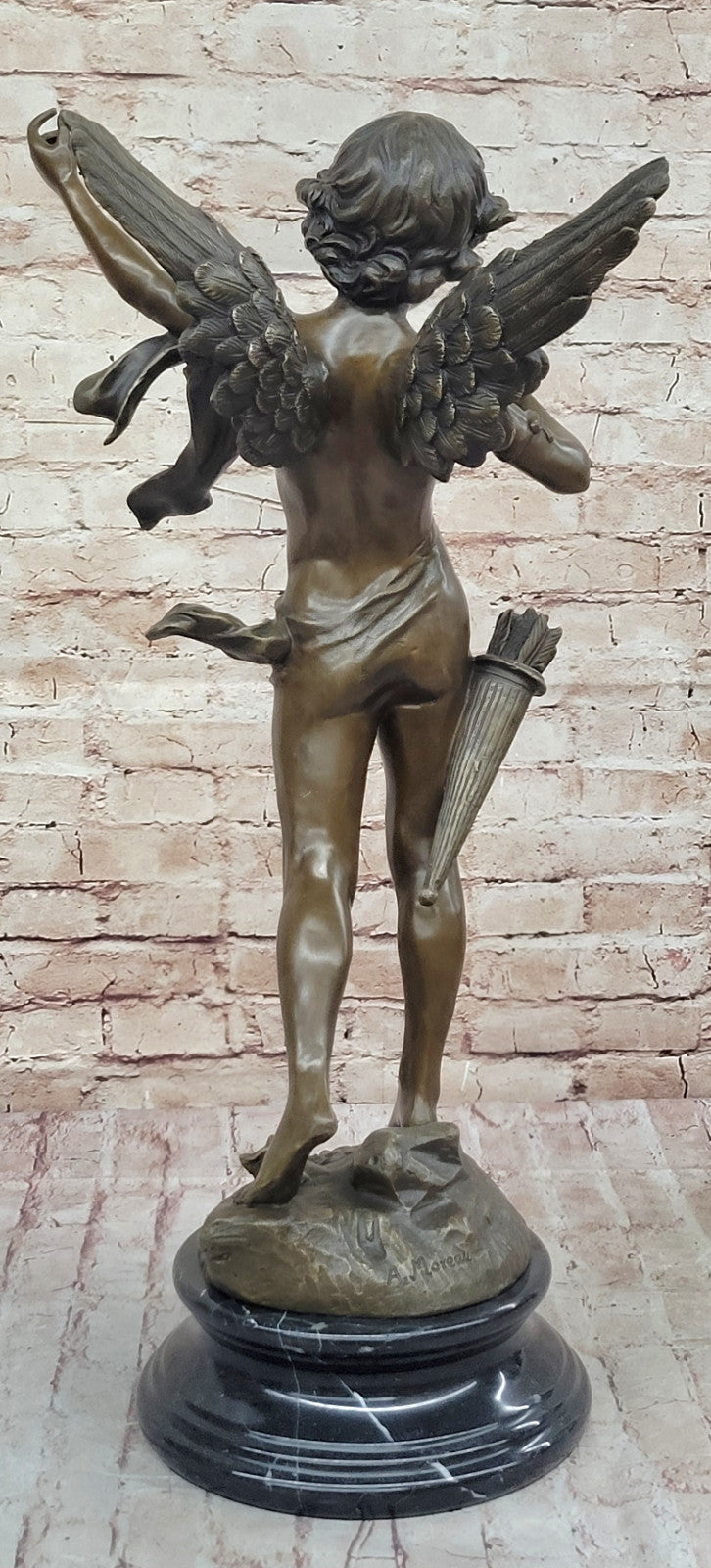 Handmade Large Putti Bronze Sculpture by Augustine Moreau Home Decoration