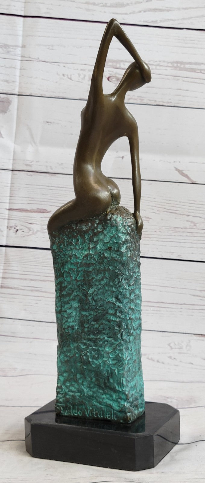 Aldo Vitaleh Abstract Modern Art Bronze Sculpture Marble Nude Statue Home Deco