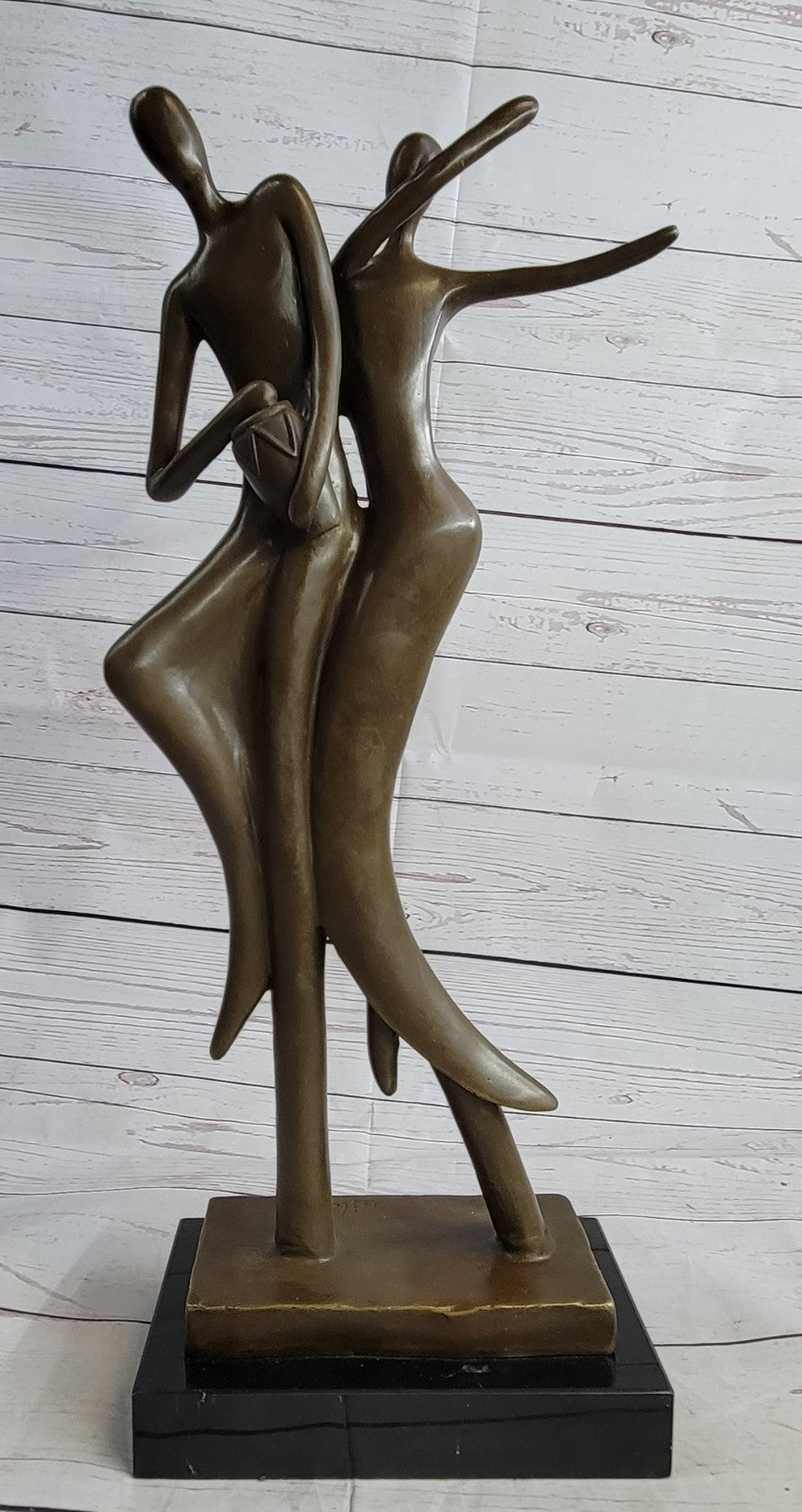 Art Deco Modern Bronze Sculpture Statue Figure Abstract Dancers Couple Decor