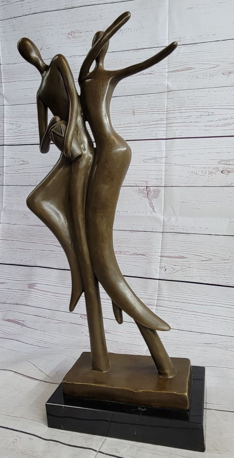 Art Deco Modern Bronze Sculpture Statue Figure Abstract Dancers Couple Decor