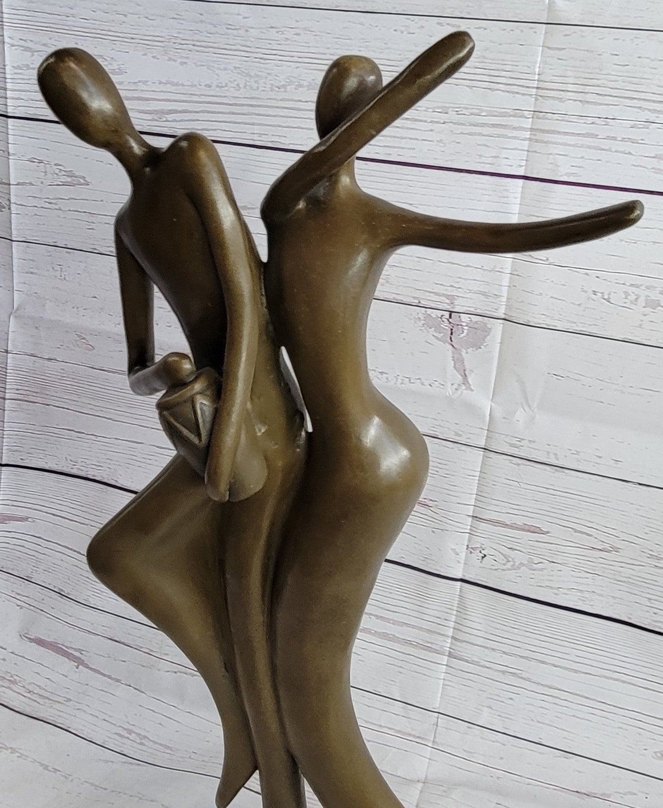 Art Deco Modern Bronze Sculpture Statue Figure Abstract Dancers Couple Decor