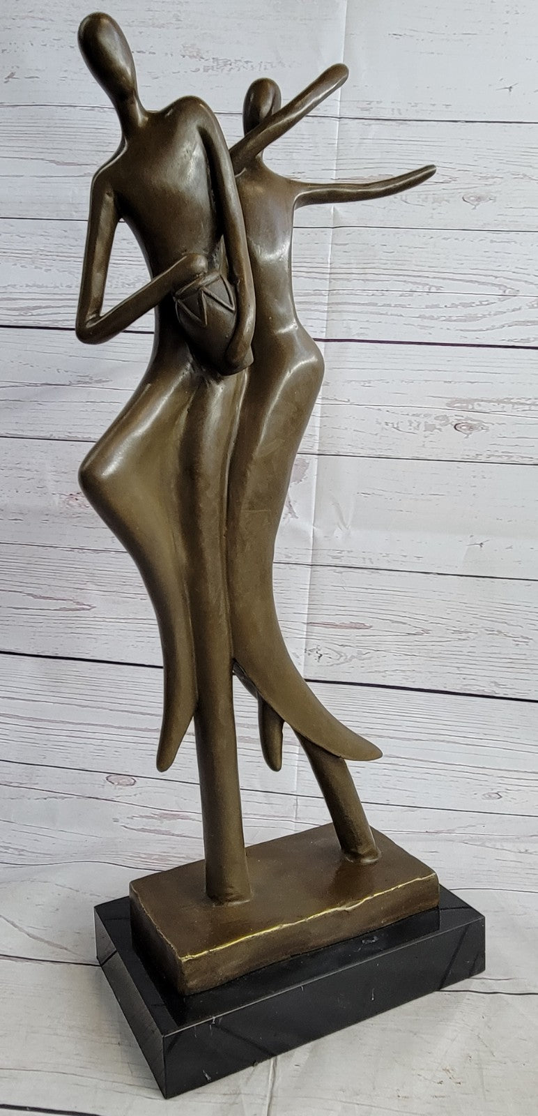 Art Deco Modern Bronze Sculpture Statue Figure Abstract Dancers Couple Decor