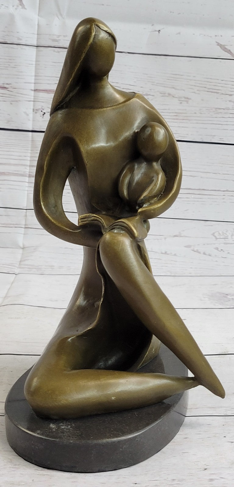 Handcrafted bronze sculpture SALE Children Kid Her To Reading Mother Art