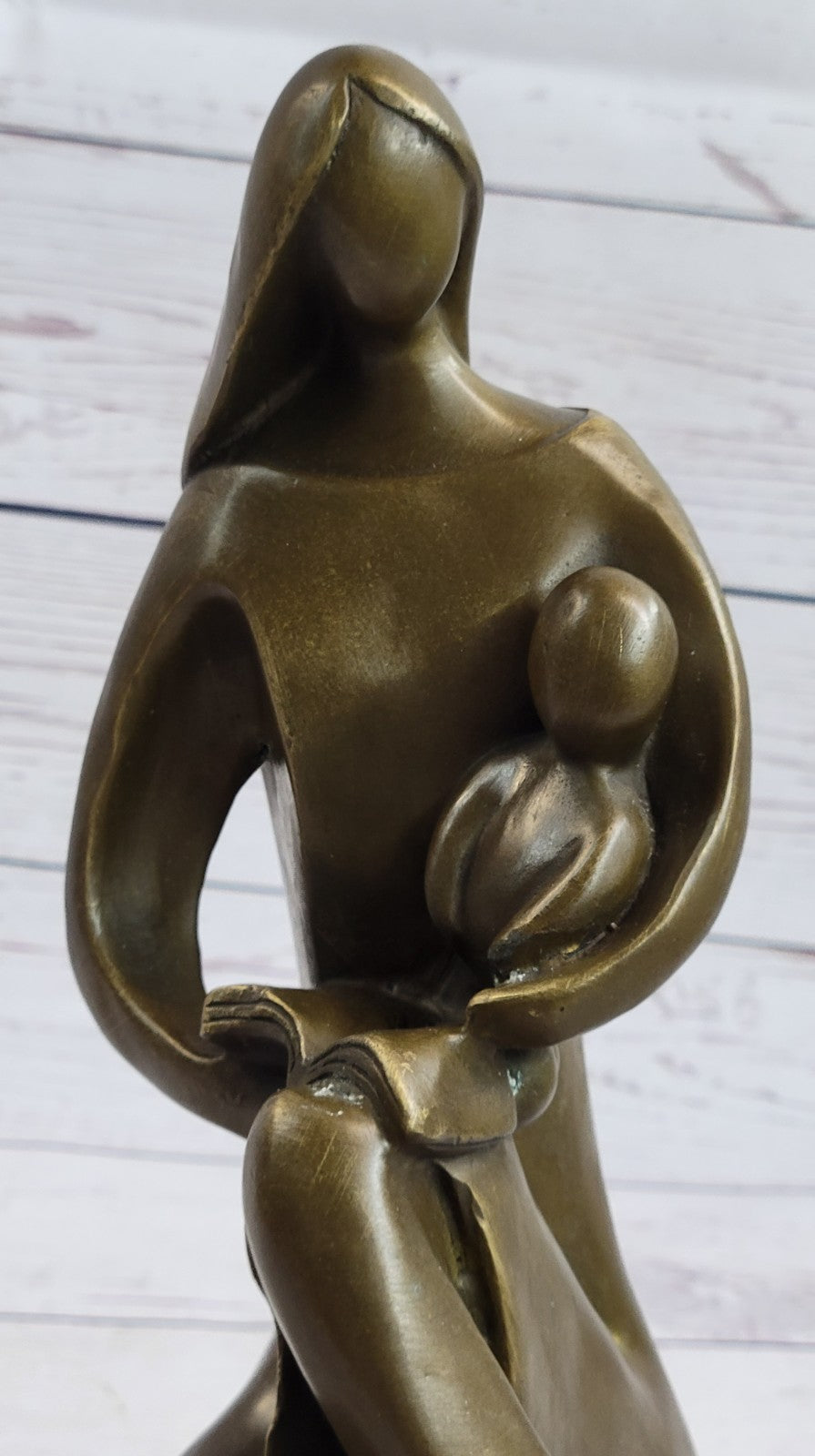 Handcrafted bronze sculpture SALE Children Kid Her To Reading Mother Art