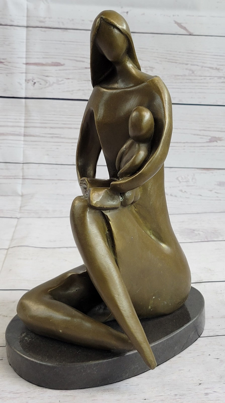 Handcrafted bronze sculpture SALE Children Kid Her To Reading Mother Art