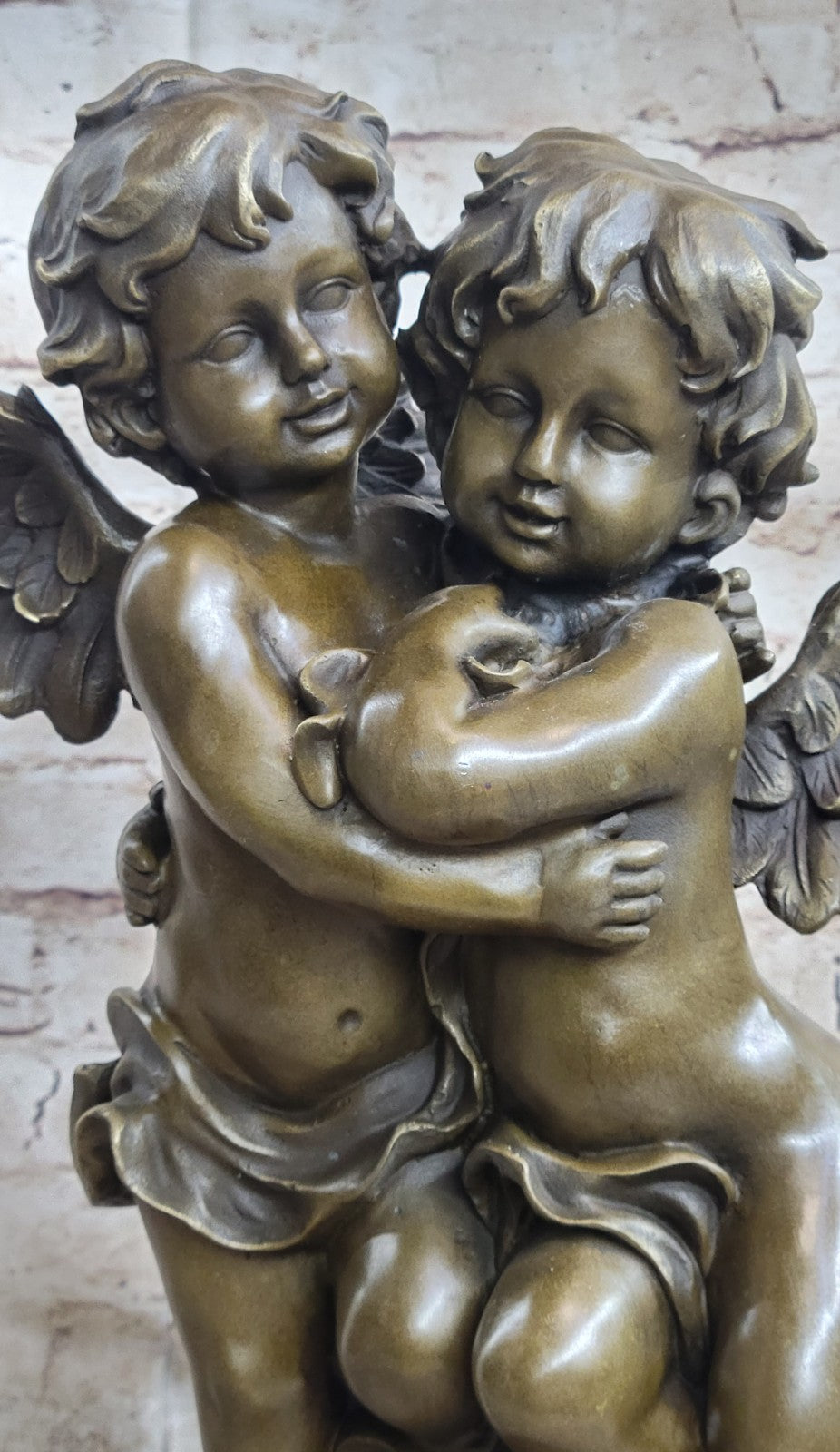 Angelic Serenity: Genuine Bronze Statue of Twin Brothers Puti by Moreau