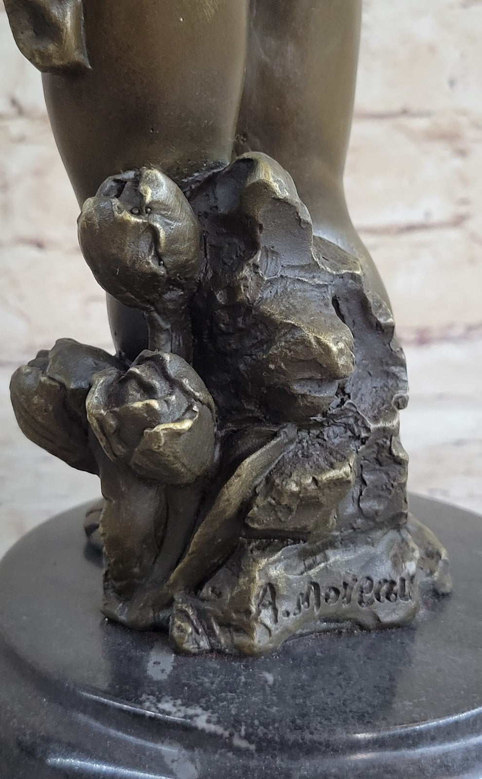 French Putti Cherub Gilt Bronze with Wings/Gift Nouveau Lost Wax Figurine Figure