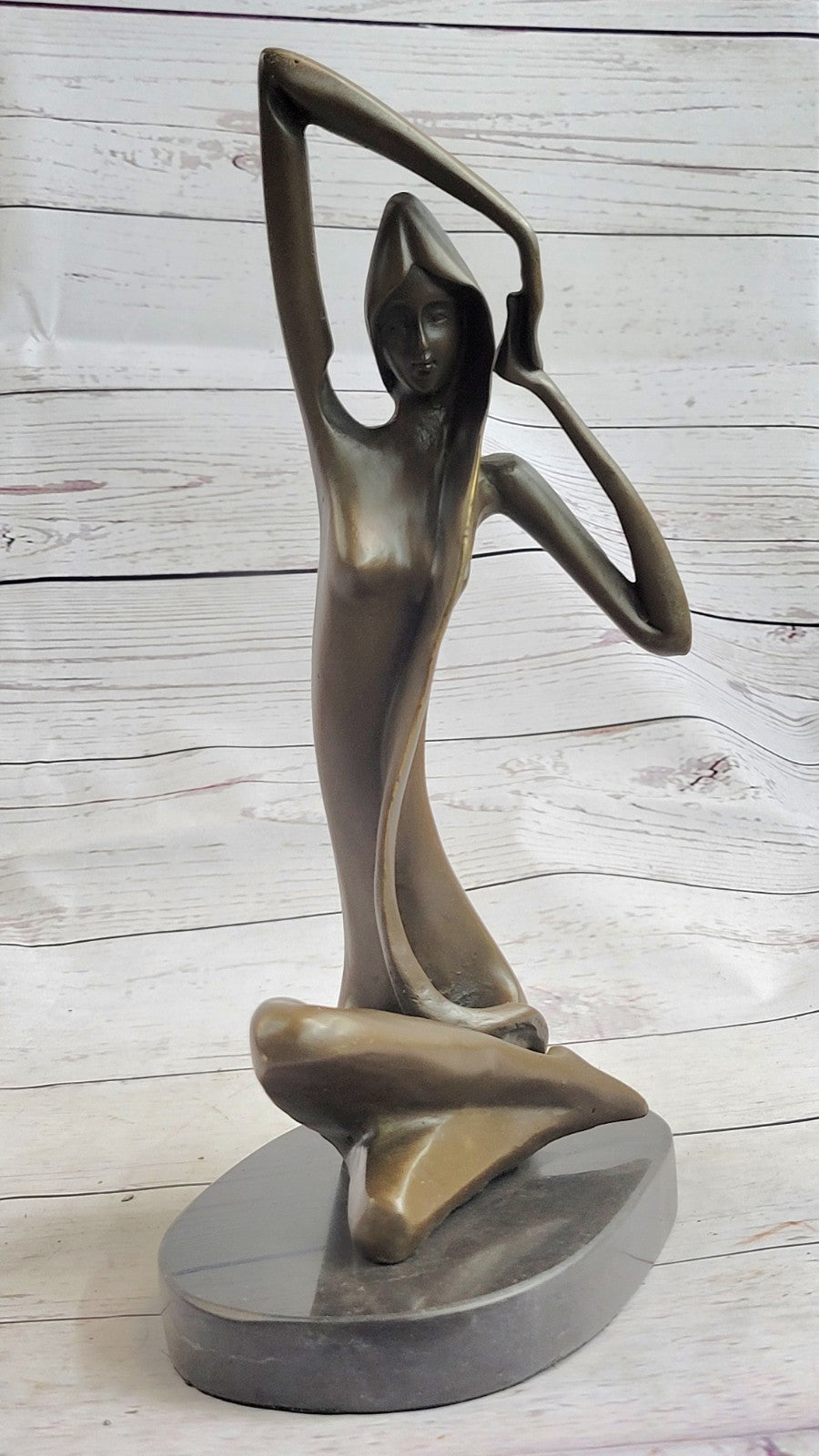 Bronze Sculpture Surrealist Abstract Modern Art Girl Dancer Statue Deco Figure