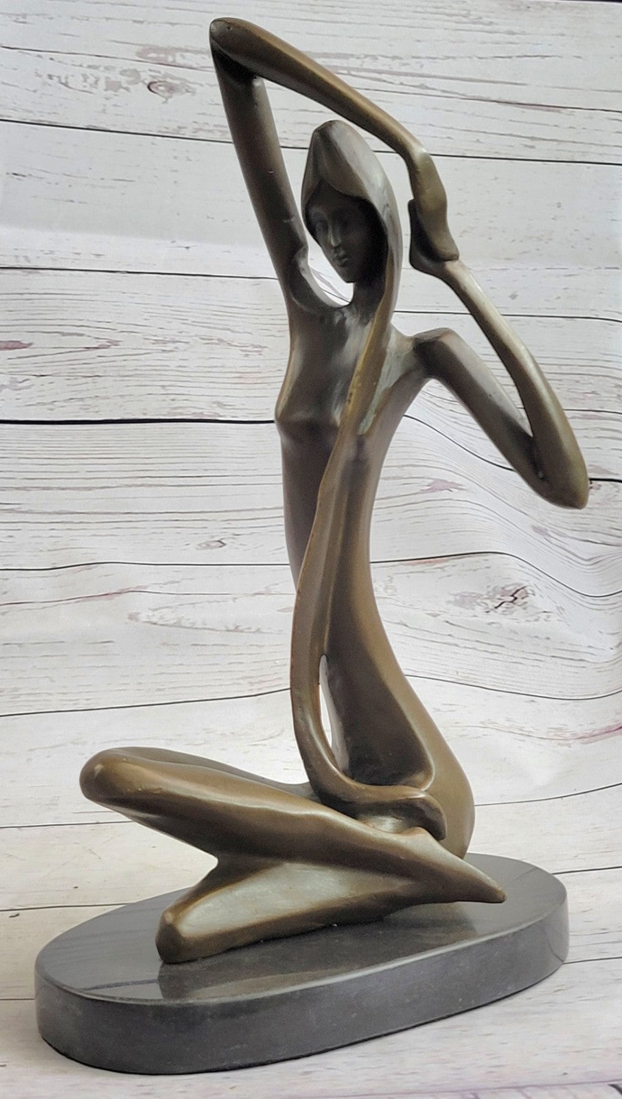Bronze Sculpture Surrealist Abstract Modern Art Girl Dancer Statue Deco Figure