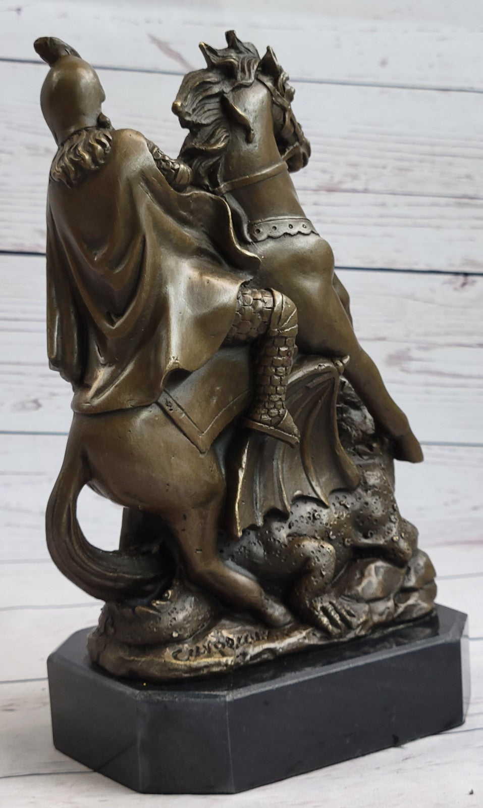 Handcrafted bronze sculpture SALE Catho Saint Military Slayer Dragon George St