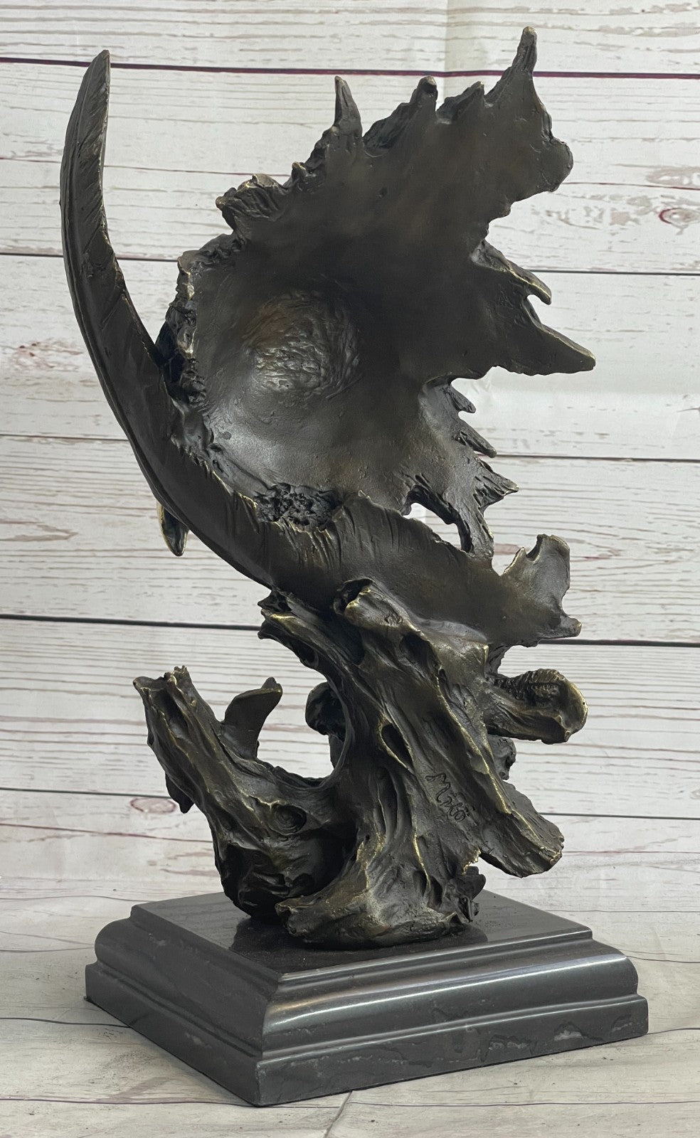 Detailed Rare Eagle Marble Sculpture Bust Bronze Head Collectible Art Deco Sale