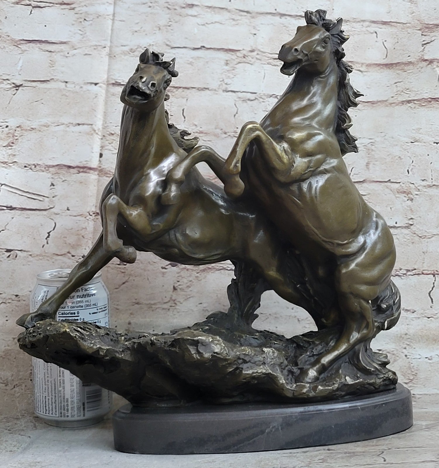 35.5 CM Western Art Deco 100% Solid Bronze Fine Horse Equine Steed Ornament Sculpture